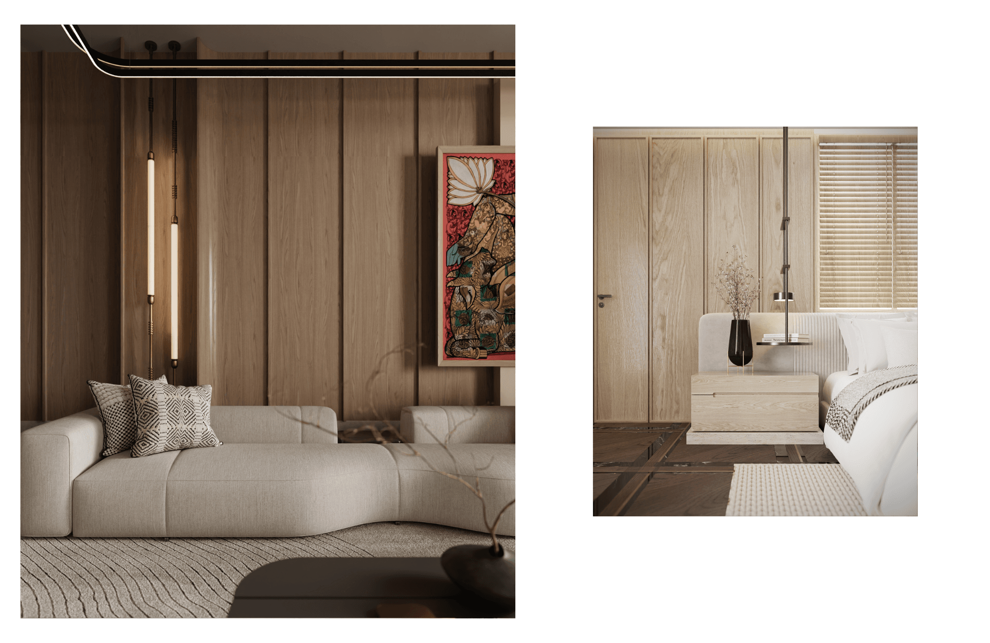 Decorative interior reference with layered warm tones and geometric detailing